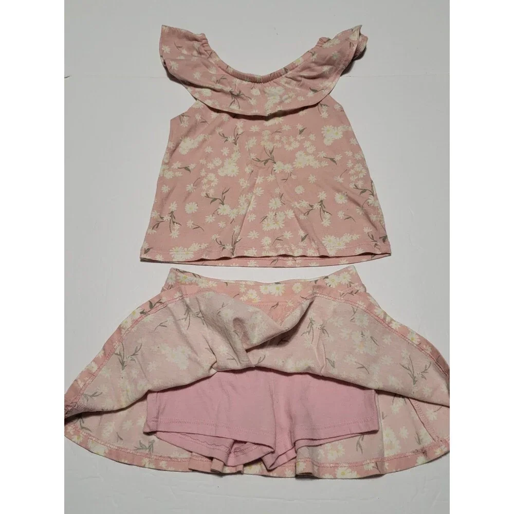 (#9) The Childer's Place Girl Pink Top & Skirt Outfit Toddler 18-24 M